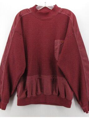 VINTAGE Huk A Poo Sweater Large Pullover Ribbed Knit 80s Retro Pocket
